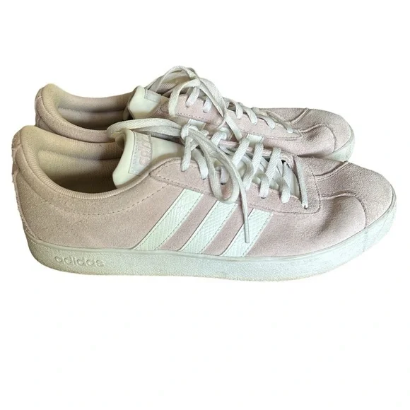 Adidas VL Court 2.0 Suede Casual Trainers Sneakers F35128 Pink & White - 11 - Picture 3 of 11